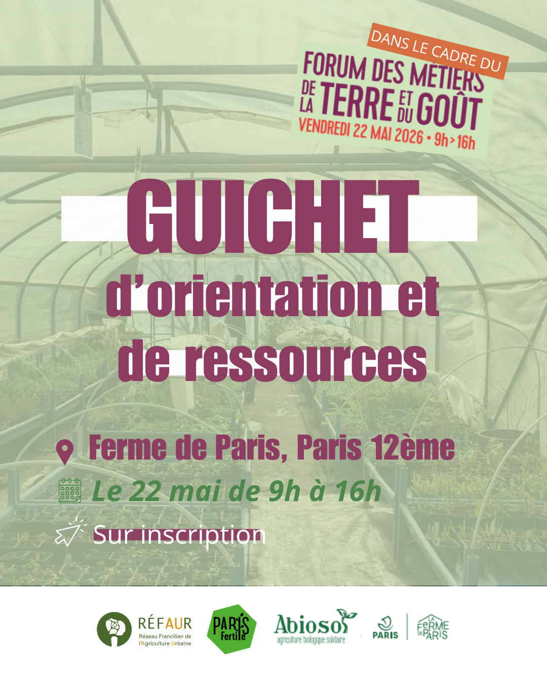 GUICHET – Orientation et ressources des métiers de l&rsquo;agriculture urbaine, 22 mai
